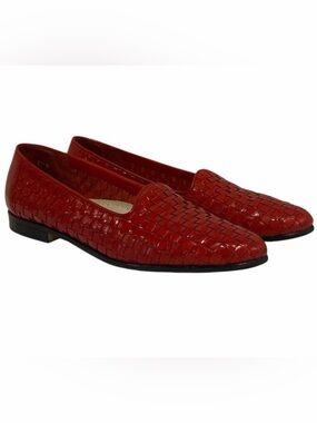 Trotters Liz Red Leather Braided Woven Loafers Flats Women’s 9.5 Narrow